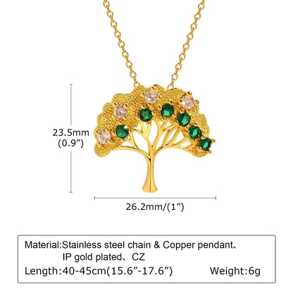 Copper Life Tree Pendant Necklace