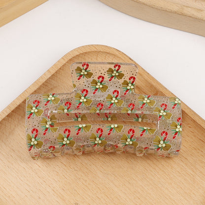 2 Pieces Christmas Transparent Claw Clip Gingerbread Man Christmas Tree Pattern Hair Clip Atmosphere Shark Clip Hair Accessory