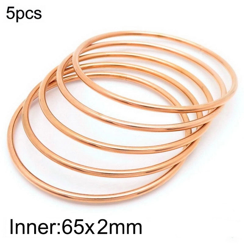 304 Stainless Steel 18K Gold Plated Minimalist Round Solid Color Bangle
