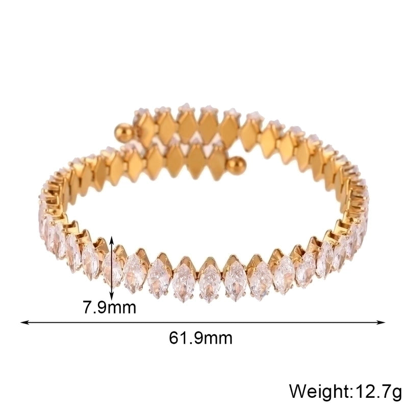 Minimalist Classic Style Water Droplets 304 Stainless Steel Zircon 18K Gold Plated Plating Inlay Rings Bracelets