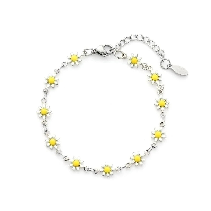 Cute Flower Stainless Steel 18K Gold Plated None Bracelets In Bulk