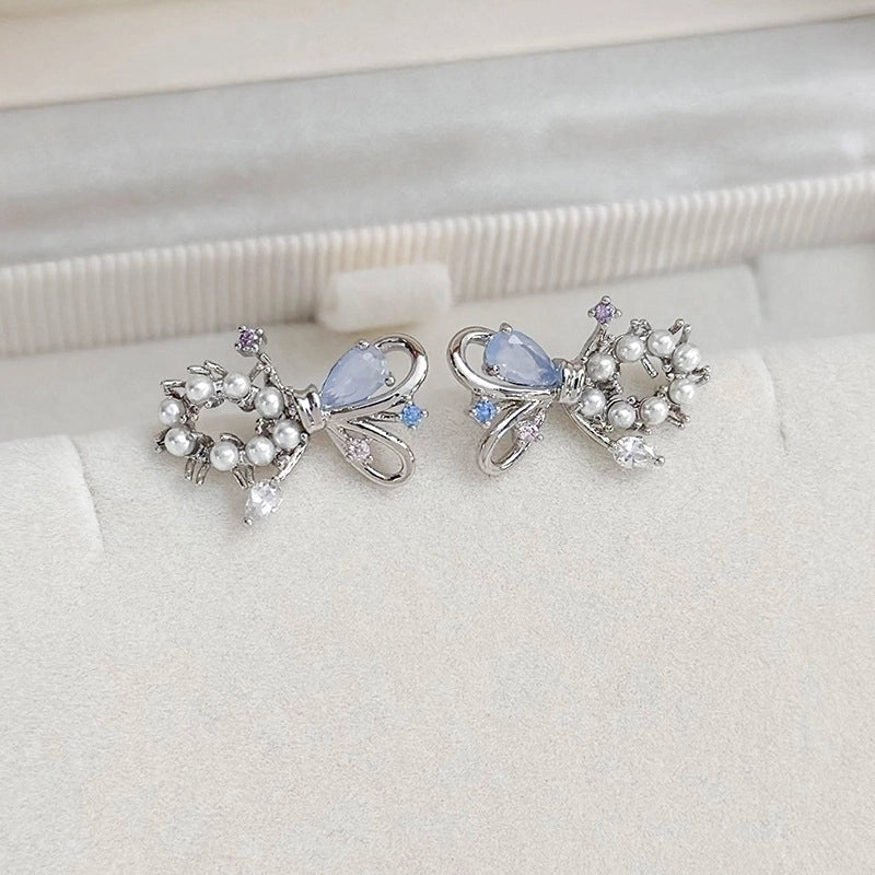 1 Pair Elegant Lady Streetwear Water Droplets Heart Shape Flower Hollow Out Inlay Steel Imitation Pearl Zircon Drop Earrings