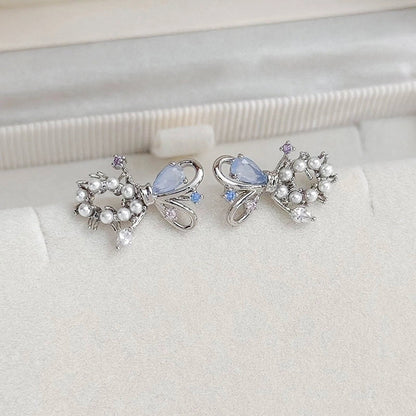 1 Pair Elegant Lady Streetwear Water Droplets Heart Shape Flower Hollow Out Inlay Steel Imitation Pearl Zircon Drop Earrings