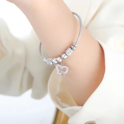 Casual Minimalist Star Heart Shape Butterfly Titanium Steel 18K Gold Plated Rhinestones Bangle In Bulk