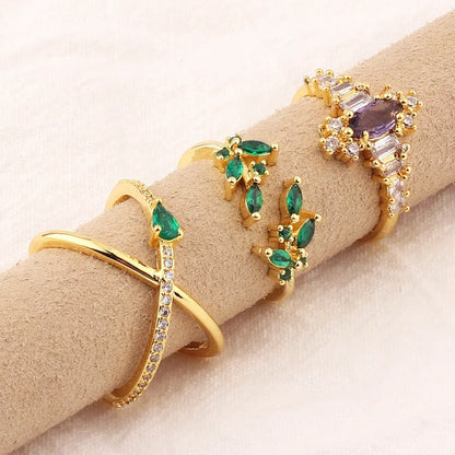 Women Metal Butterfly Geometric Copper Electroplating Rings