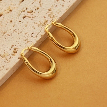 1 Pair Retro Minimalist C Shape U Shape Solid Color Plating Titanium Steel 18k Gold Plated Earrings