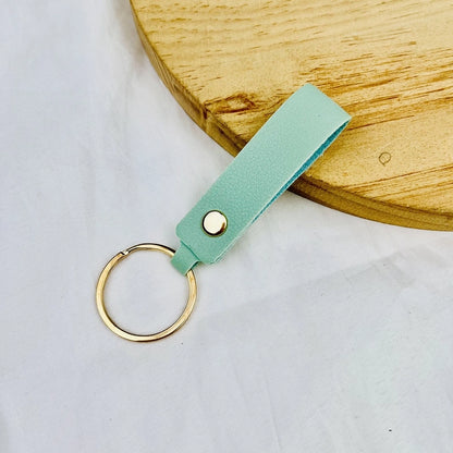 Creative Solid Color Pu Keychain Simple Couple Leather Car Key Ring Metal Universal Bag Strap Buckle Office Culture Accessories