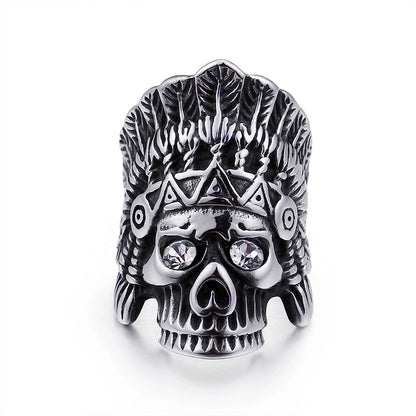 Punk Star Skull Titanium Steel Plating Halloween Men's Rings