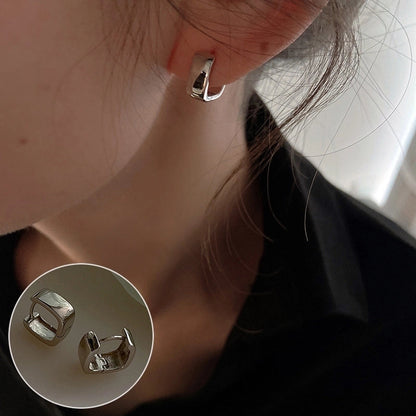 Korean Style S925 Silver Needle Personalized Geometric Double-layer Cross Circle Earrings Women's Retro Fashion Creative Earrings Ear Buckle Fashion