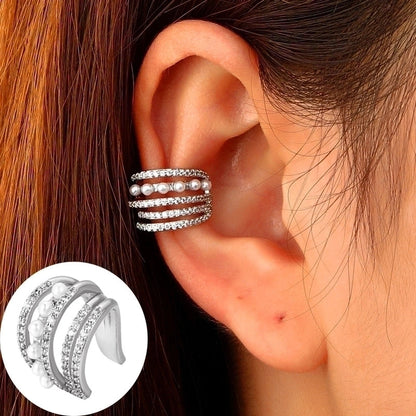 1 Piece Minimalist Commute Geometric Inlay Copper Zircon Ear Cuffs