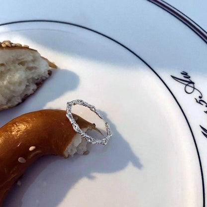 Minimalist Flower Rectangle Brass Plating White Gold Plated Open Rings