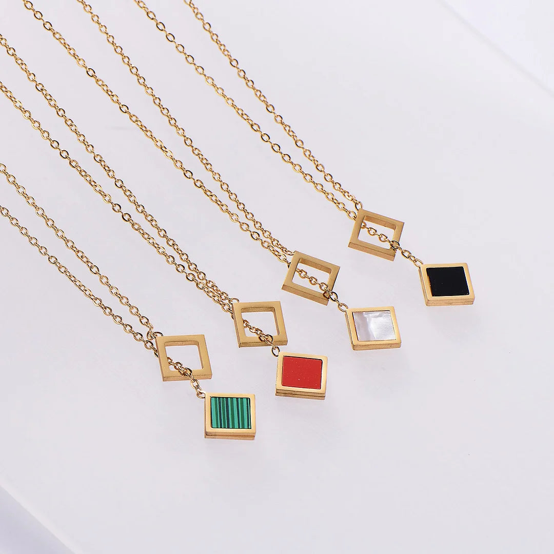 Natural Plant Cube Stainless Steel Electroplating Jewelry Sets