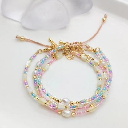 Freshwater Pearl Glass Beaded Geometric Bracelets