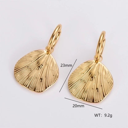 3 Pieces Glam French Style Round Leaves Irregular Inlay 304 Stainless Steel Resin Rhinestones 18K Gold Plated Drop Earrings