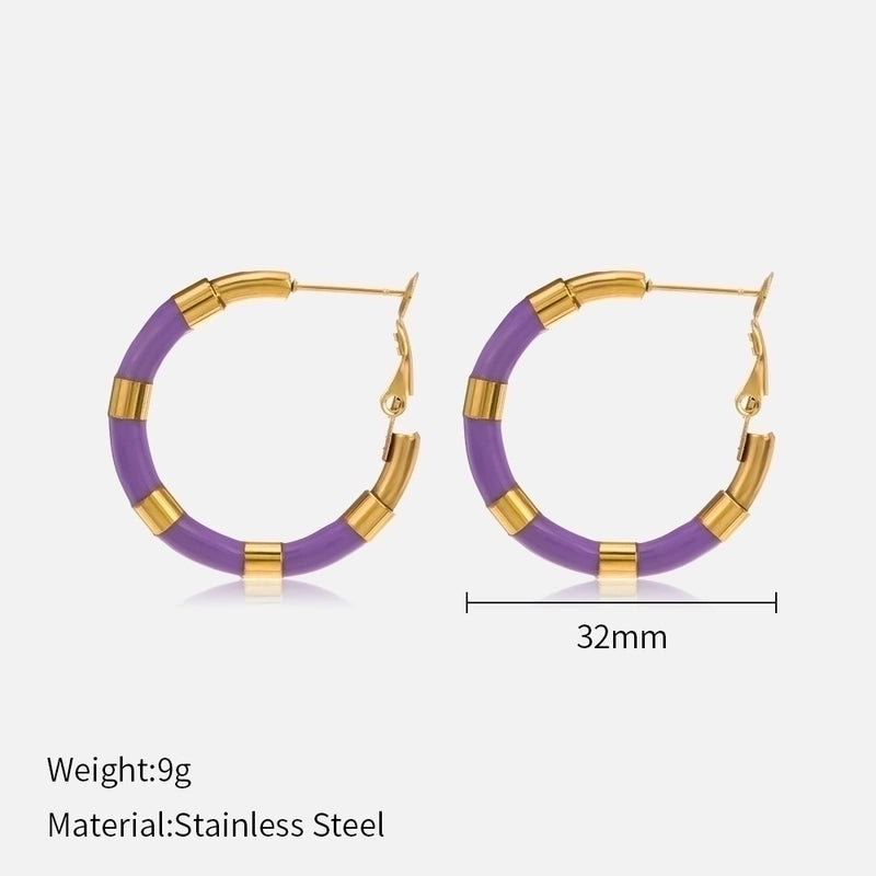 1 Pair IG Style Minimalist U Shape Enamel Plating 304 Stainless Steel 18K Gold Plated Earrings