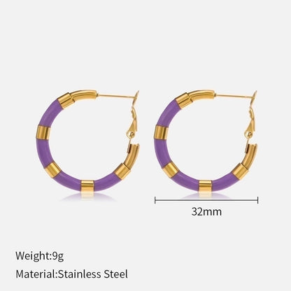 1 Pair IG Style Minimalist U Shape Enamel Plating 304 Stainless Steel 18K Gold Plated Earrings