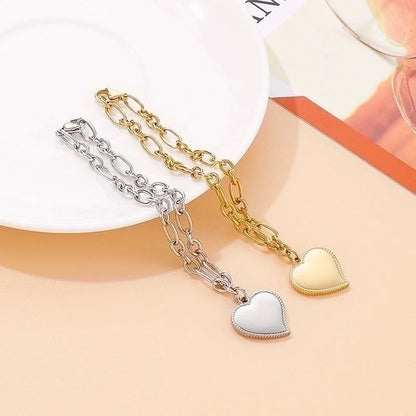 Minimalist Heart Shape Stainless Steel 18K Gold Plated Bracelets In Bulk
