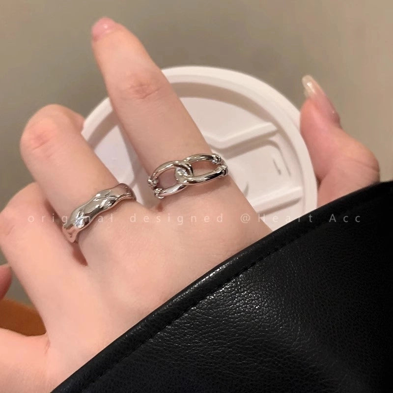 Minimalist Heart Shape Flower Bow Knot Copper Inlay Artificial Pearls Opal Zircon Rings