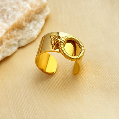 Casual Retro Minimalist Solid Color 304 Stainless Steel 18K Gold Plated Plating Hollow Out Open Rings