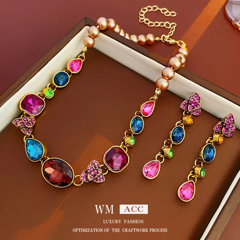 Choker Medieval Flower Geometric Copper Electroplating Earrings