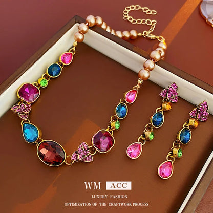 Choker Medieval Flower Geometric Copper Electroplating Earrings