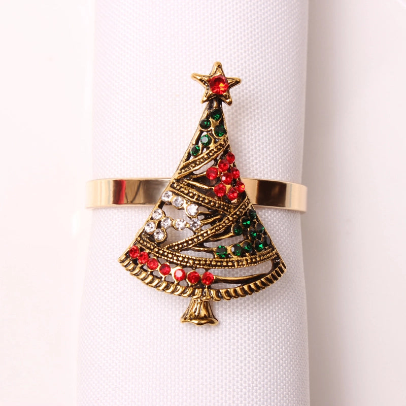 Cute Christmas Tree Santa Claus Alloy Napkin Rings 1 Set Of 6