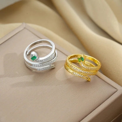 Copper 18K Gold Plated Minimalist Shiny Plating Snake Rings