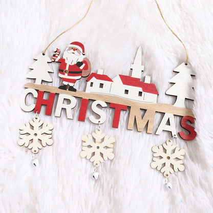 Cross-border New Christmas Decorations Wooden Christmas Tree Pendant Creative Christmas Pendant Wooden Crafts Door Hanging