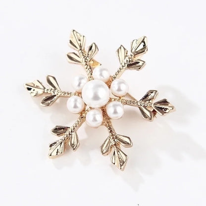 Elegant Pin Star Flower Snowflake Imitation Pearl Alloy Rhinestone Women'S Brooches
