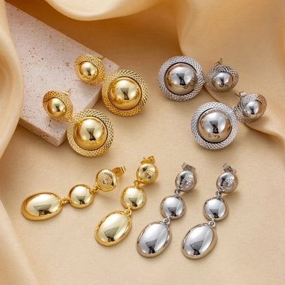 1 Pair Minimalist Classic Style Round Copper Drop Earrings