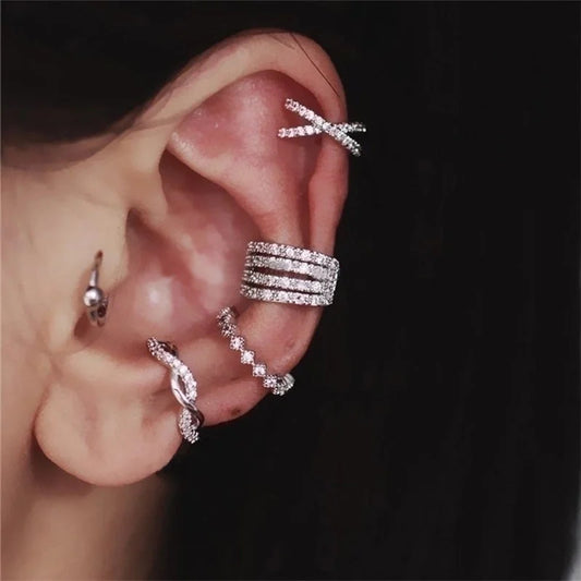 1 Piece Minimalist Solid Color Plating Inlay Copper Zircon Ear Cuffs