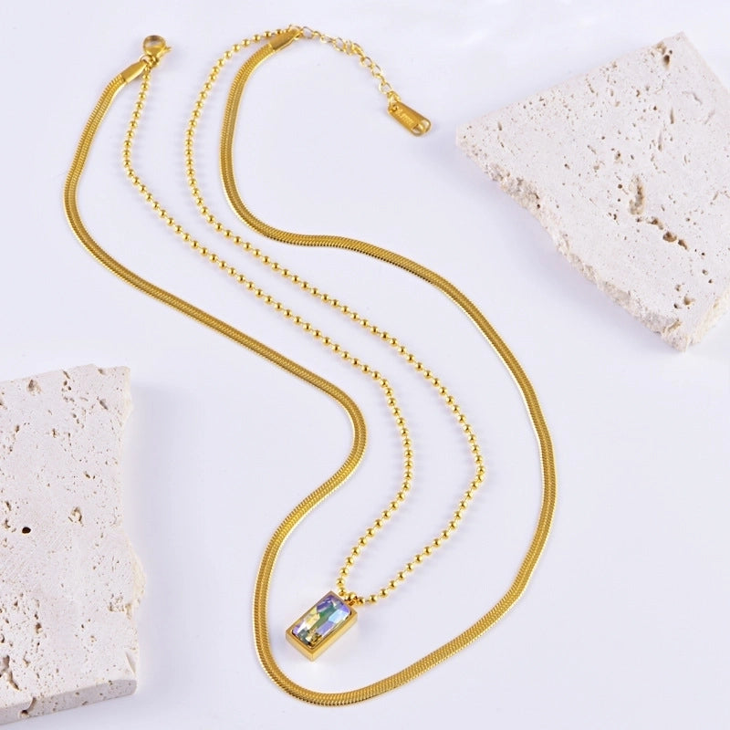 Shiny IG Style Geometric Butterfly 304 Stainless Steel Zircon Inlay Stainless Steel Necklaces