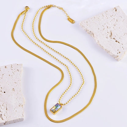 Shiny IG Style Geometric Butterfly 304 Stainless Steel Zircon Inlay Stainless Steel Necklaces