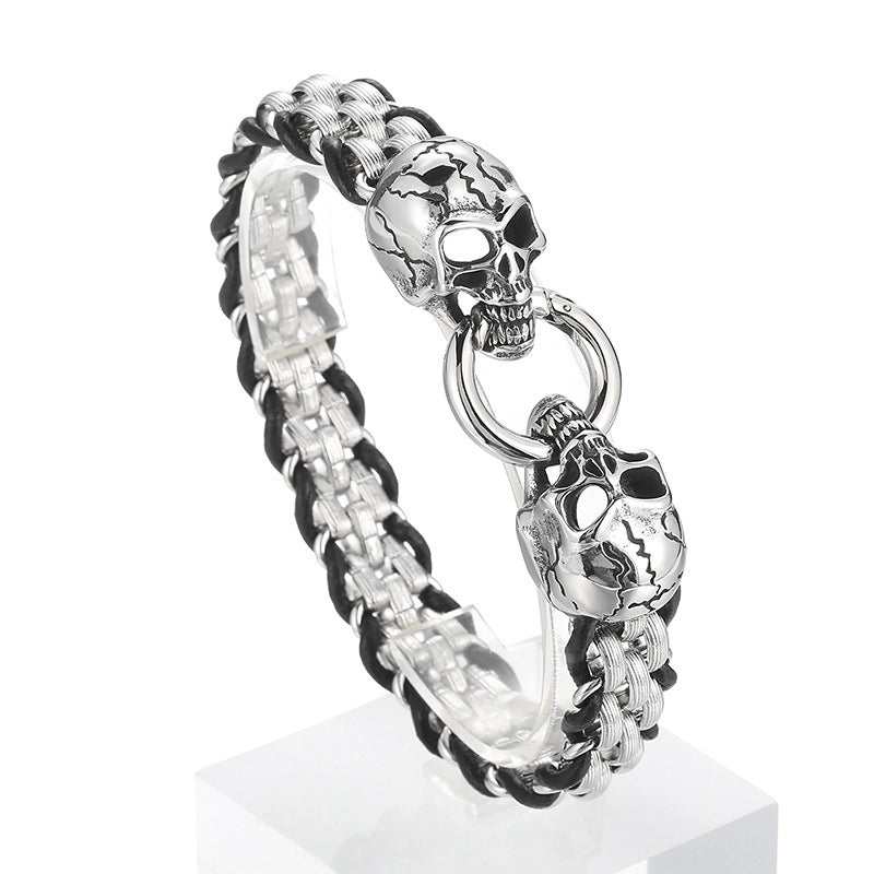 Punk Skull Titanium Steel Stoving Varnish Halloween Men's Bracelets
