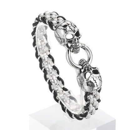 Punk Skull Titanium Steel Stoving Varnish Halloween Men's Bracelets