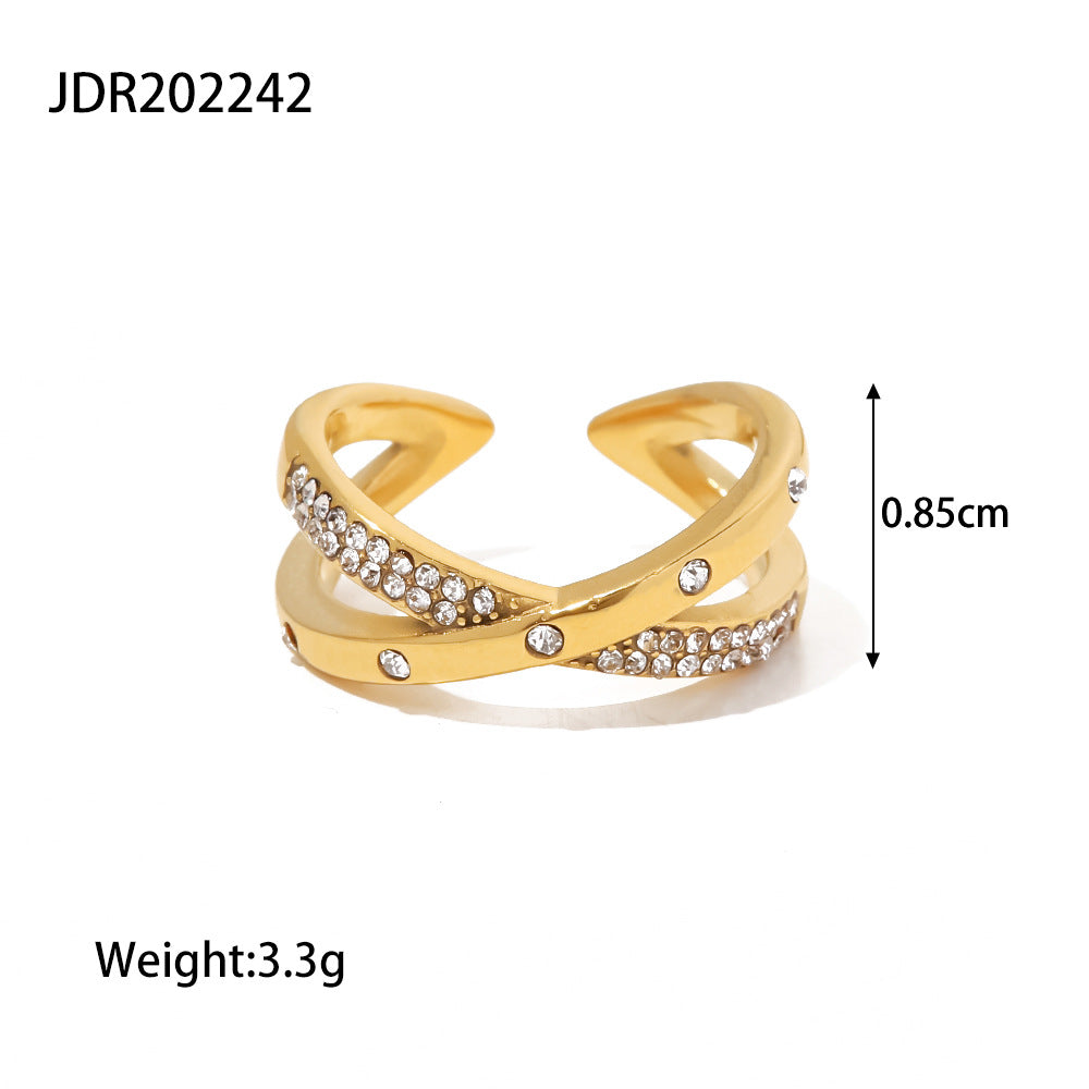 Women IG Style Irregular Geometric Stainless Steel 18K Gold Plated Rings