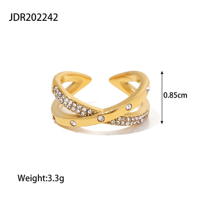 Women IG Style Irregular Geometric Stainless Steel 18K Gold Plated Rings