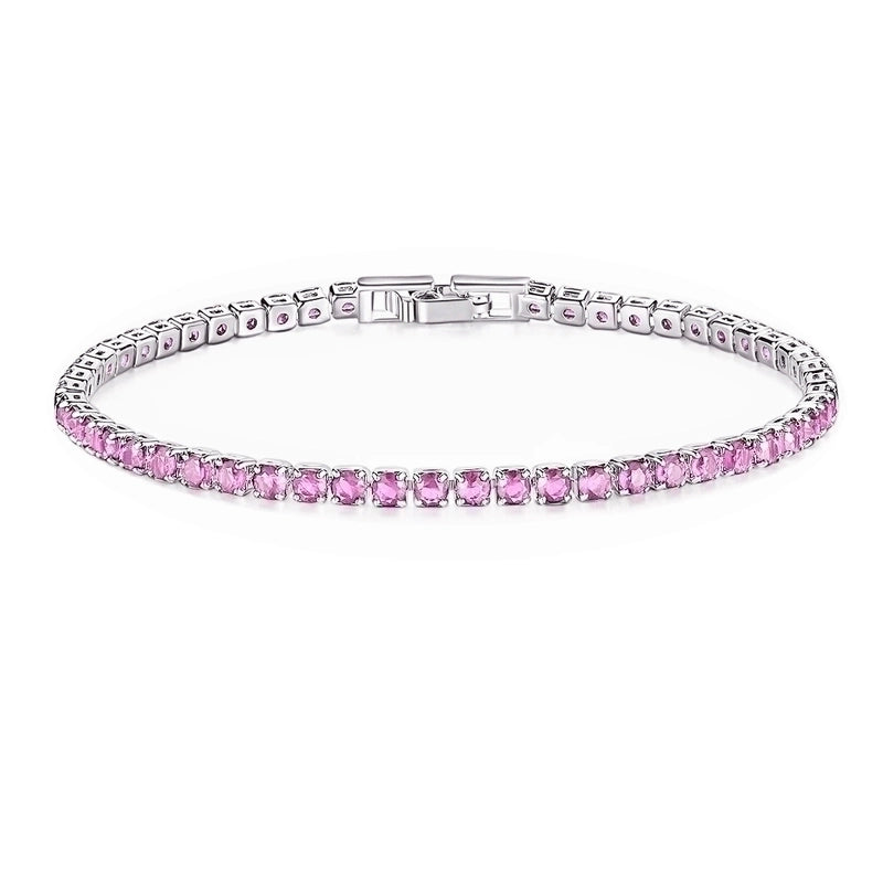 Copper Rhodium Plated Classic Style Inlay Geometric Zircon Bracelets