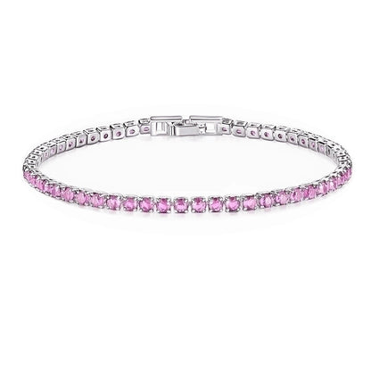 Copper Rhodium Plated Classic Style Inlay Geometric Zircon Bracelets