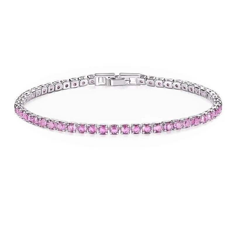 Copper Rhodium Plated Classic Style Inlay Geometric Zircon Bracelets