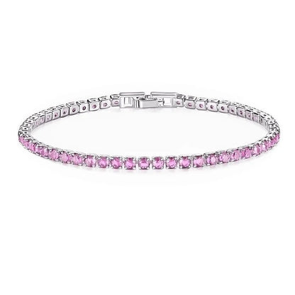 Copper Rhodium Plated Classic Style Inlay Geometric Zircon Bracelets