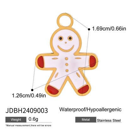 3 PCS/Package 304 Stainless Steel 18K Gold Plated Santa Claus Christmas Socks Snowman Pendant Jewelry Accessories