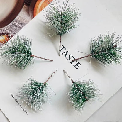 Christmas Simulation Pine Needle Strip Pine Leaf Mini Christmas Tree Accessories Gift Box Decoration Simulation Flower Christmas Decoration Ornaments
