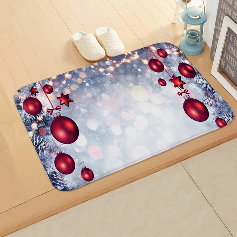Cute Christmas Tree Snowflake Flannel Fabric Floor Mat