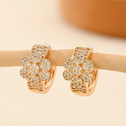 1 Pair Minimalist Solid Color Copper Zircon Earrings