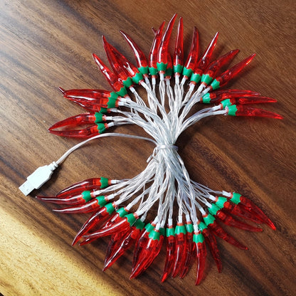 LED Red Pepper Colored Lights String Lights Flashing Lights New Year Christmas Holiday Decorative Atmosphere Lights New Year Home Layout Lighting
