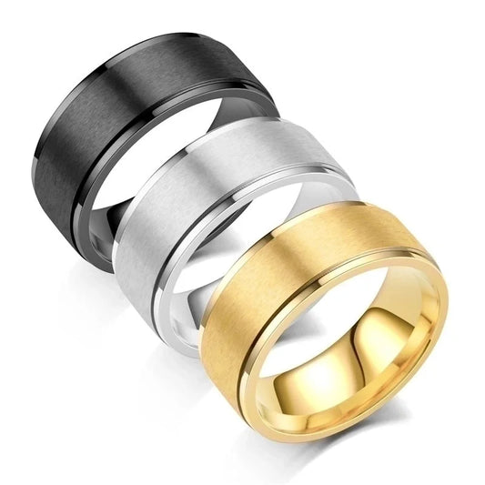 Fashion Solid Color Stainless Steel 18K Gold Plated Rings