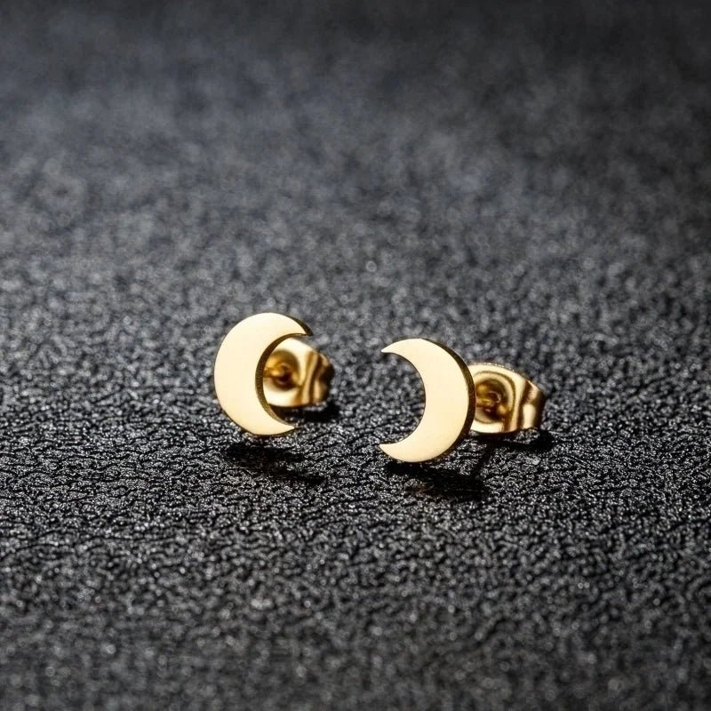 1 Pair Minimalist Classic Style Round Star Moon Hollow Out 304 Stainless Steel 18K Gold Plated Ear Studs
