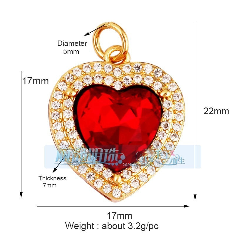 1 Piece Copper Geometric Heart Shape Snowflake Pendant Jewelry Accessories