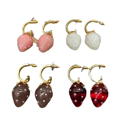 1 Pair Retro Strawberry Alloy Plating Inlay Pearl Women's Drop Earrings
